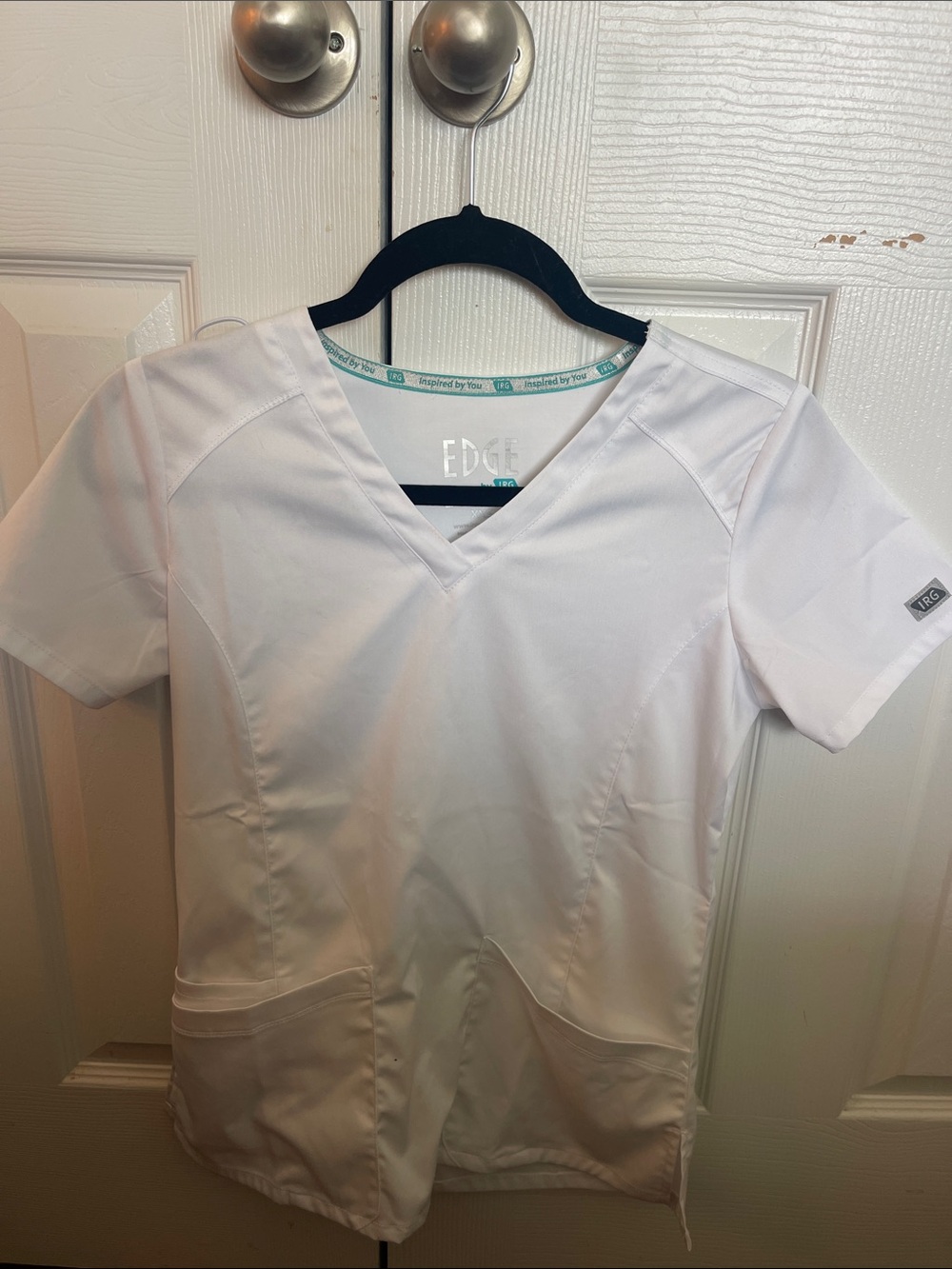 edge White V-Neck Medical Scrub Top
